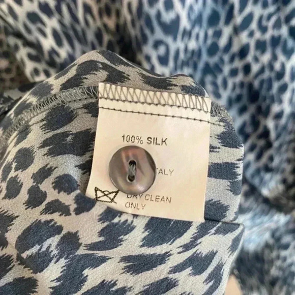 Zanella Womens Gray Cheetah Print 100% Silk Button Up Blouse - Picture 5 of 6